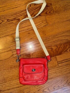 Vintage Coach Park Leather Swingpack Crossbody Turn-Lock Small Vermillion Red